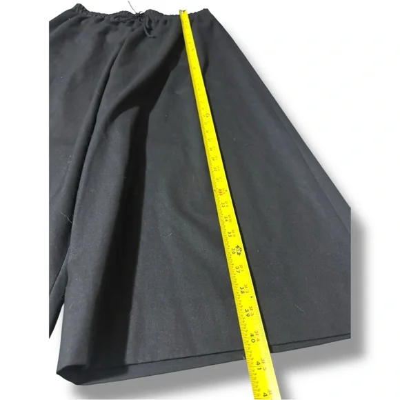 Anne Klein Black Wide-Leg Elastic Drawstring Waist Ankle Length Loose Fit Pants - Picture 7 of 10